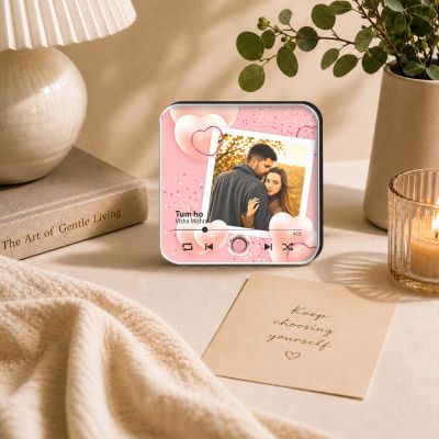 Personalized Musical Fridge Magnet Photo Frame with Rechargeable Custom Song Frame with Photo Unique Anniversary & Birthday Gift for Couples Musical Memory Frame